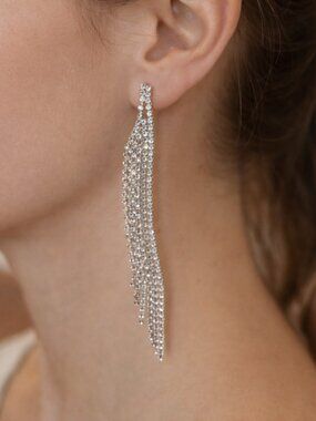 8 Other Reasons Curved Dangle Earrings Long Statement Glam Wedding Evening